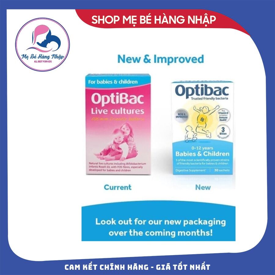 Men Vi Sinh Optibac mẫu mới 30 gói cho bé táo bón