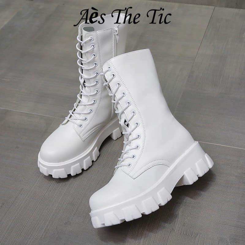 Boot cao cổ 20cm, buộc dây, kéo khoá 5,5cm