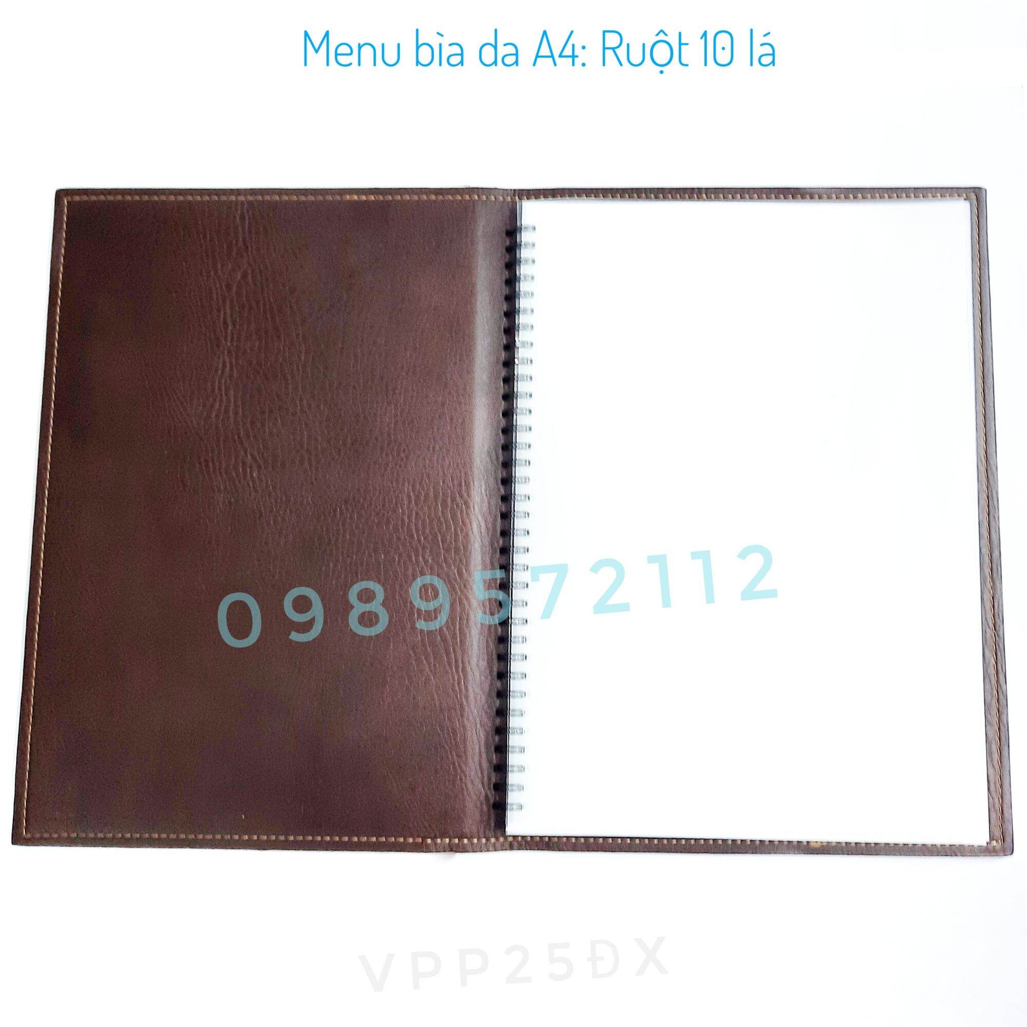 Menu bìa da A4 (10 lá ruột).