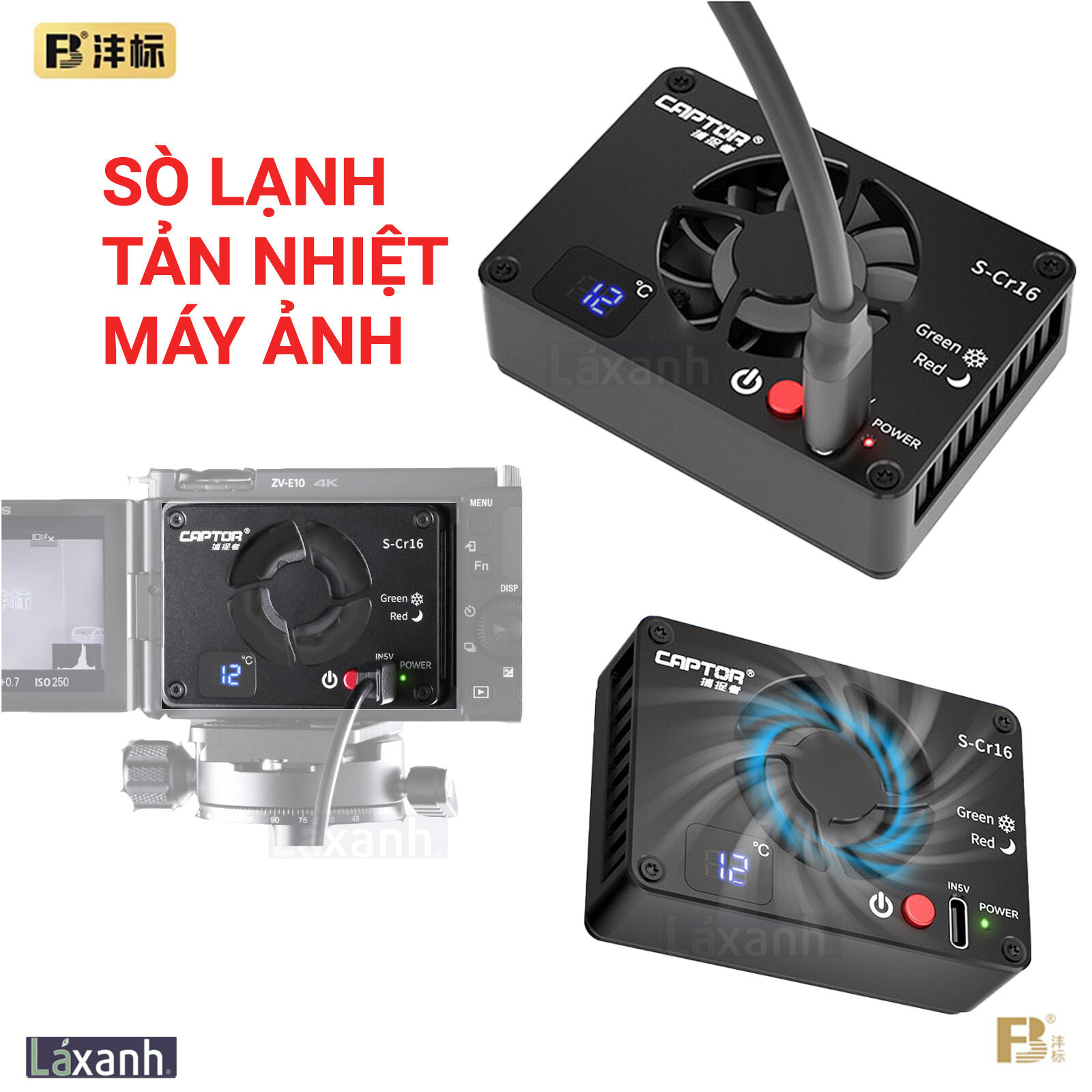 Tản nhiệt lạnh quạt tản nhiệt máy ảnh máy quay hãng FB Captor Sony A74 A7C2 FX3 FX30 ZV1 Canon R6 R5 R7 70D 90D Fujifilm XT4 XH2 XS10