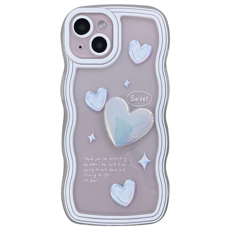 Ốp Điện Thoại Apple 13 Dây Xích Trái Tim Dây Đeo iPhone 13Pro Trong Suốt iPhone 13Pro Dây Đeo IP12/11Pro Nữ SE2 Mẫu Mới X/XR/Xsmax Không Đụng Ốp 7Plus Viền Lượn Sóng 8Plus