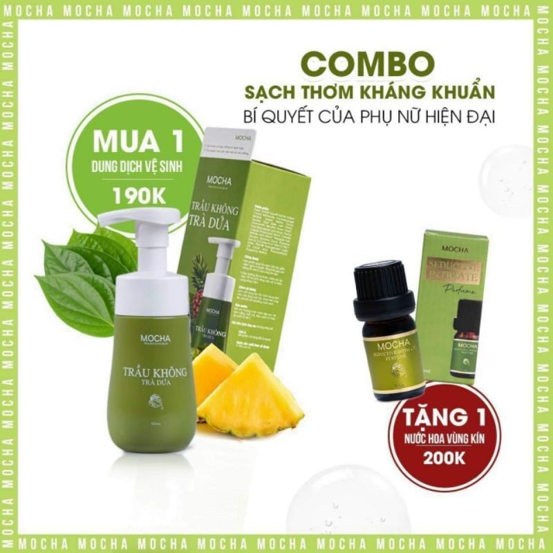 Dung dịch vệ sinh Trầu không trà dứa tặng nước hoa vùng kín