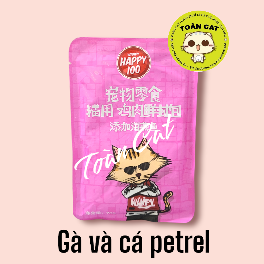 Combo 12 gói pate wanpy happy 100 cho mèo gói 70g- pate cho mèo