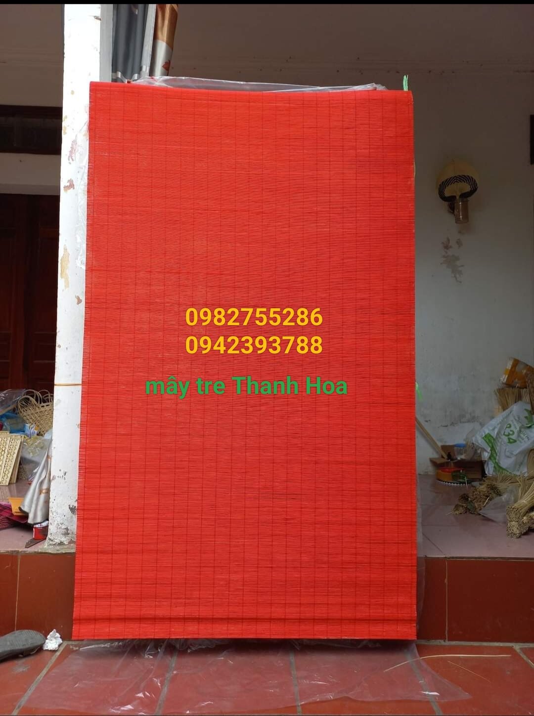 Mành tre đỏ, mành decor khổ ngang 1,2m