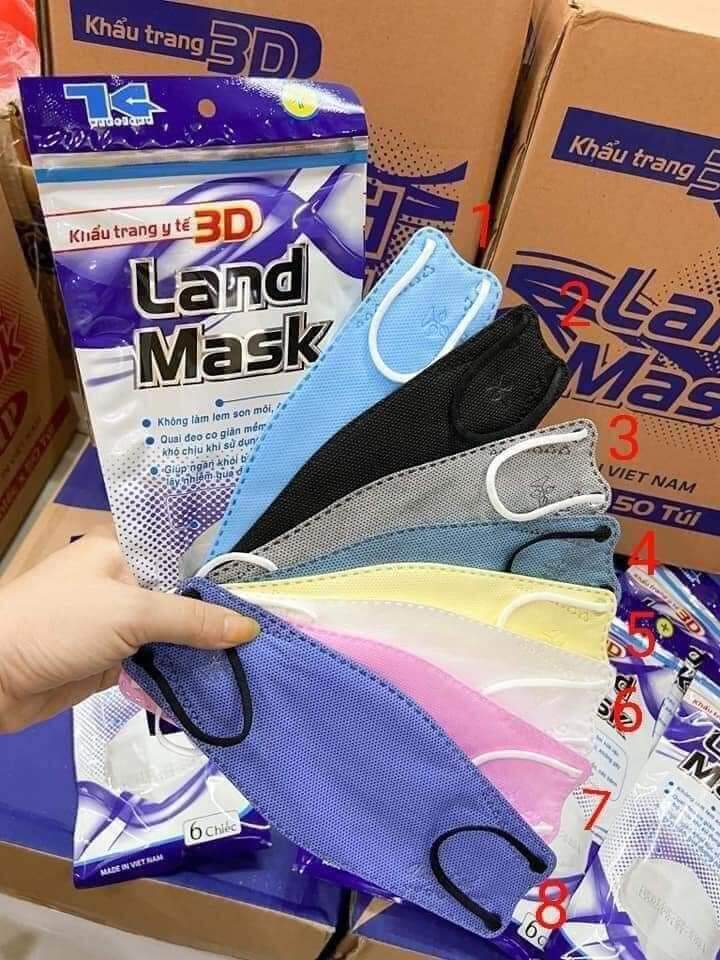 [ Size Người Lớn ] COMBO 10 Túi Khẩu Trang 3D Land Mask 1 Túi 6 Cái - ( LOẠI TÚI XANH ) Loại 4D KF94 Kiểu Hàn Quốc