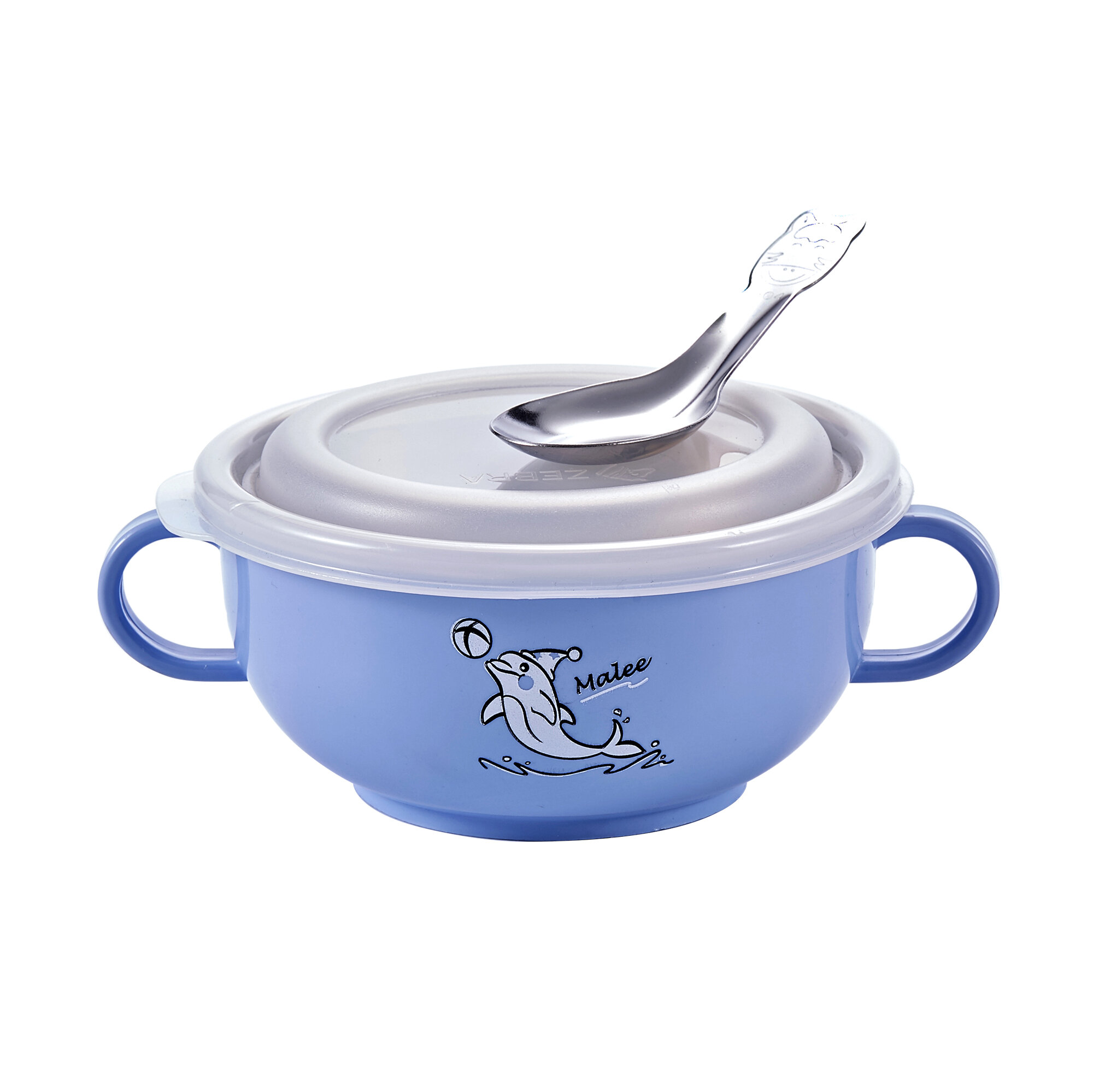 Bộ chén hai lớp có quai nắp nhựa và muỗng Zebra 184287