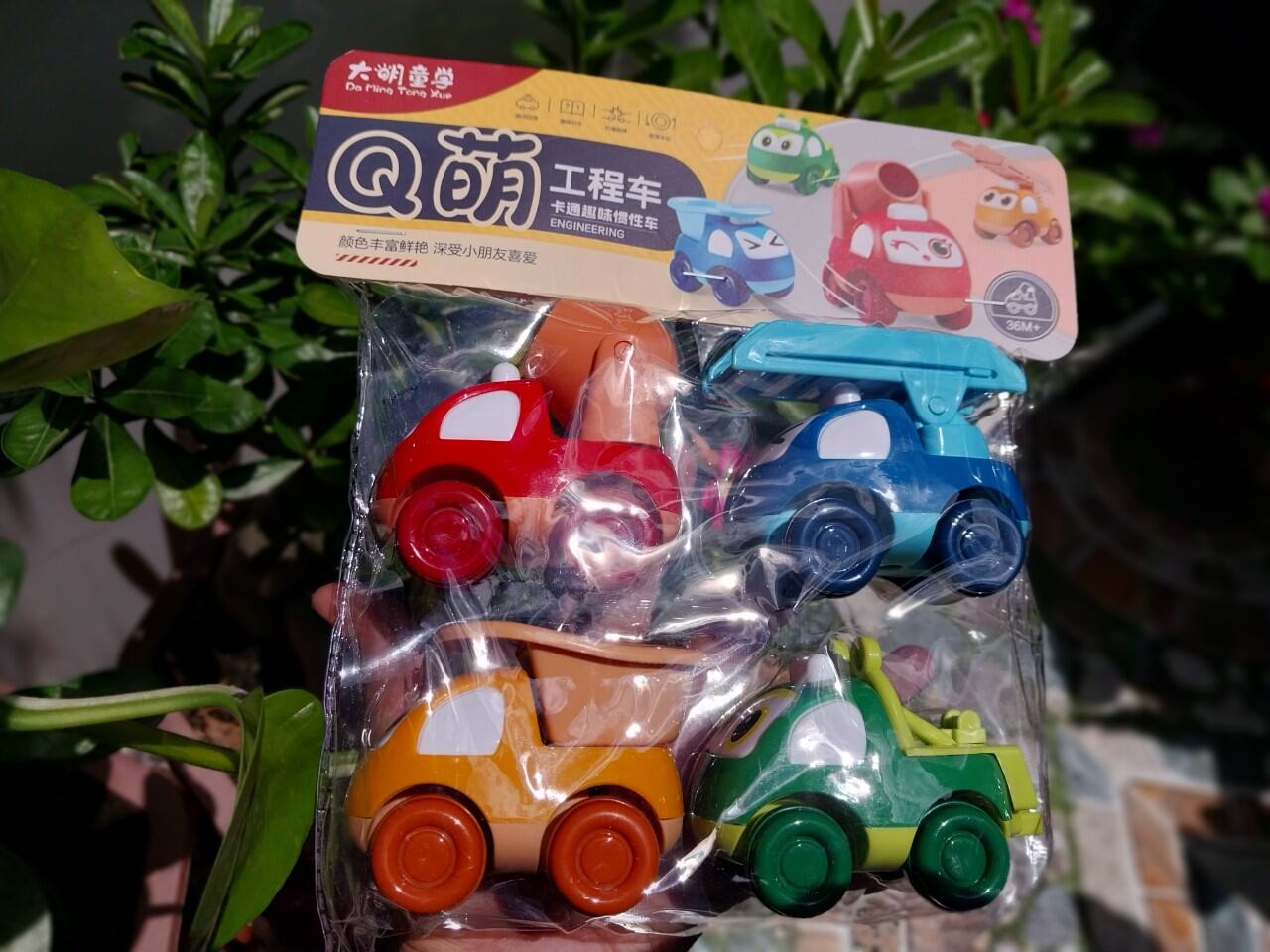 Bộ 4 xe công trình poli mini cho bé nhỏ Xe đồ chơi cho bé dưới 1 tuổi Xe