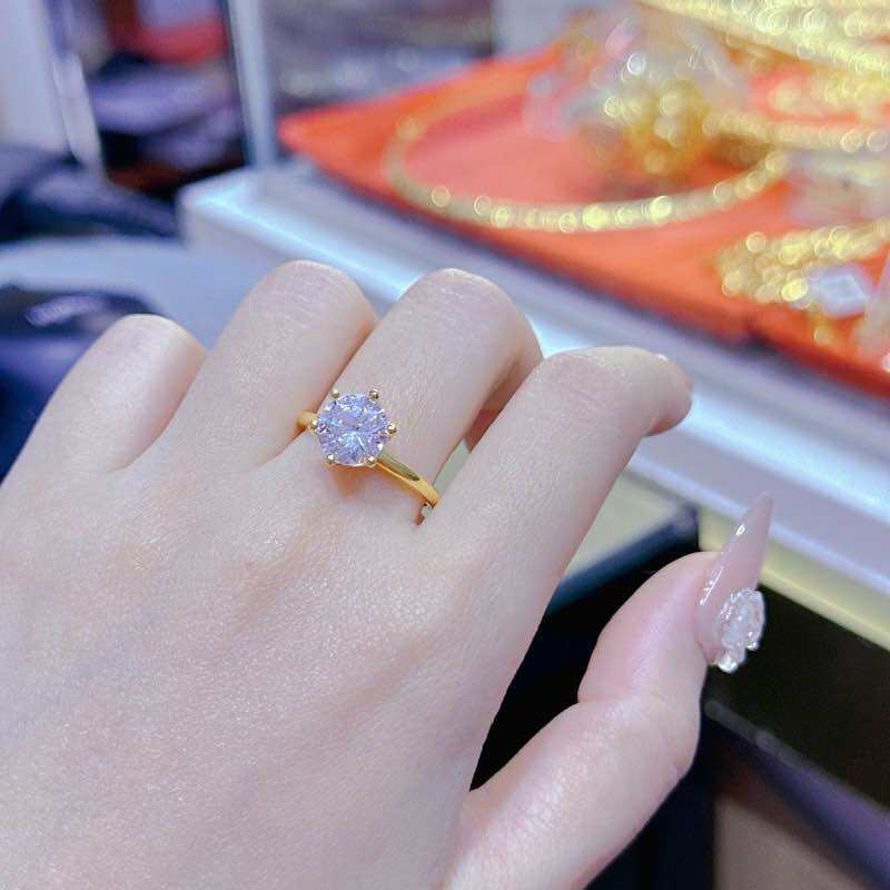  Nhẫn nữ viền trơn hột cao 8ly mạ vàng Kami trang sức sỉ 