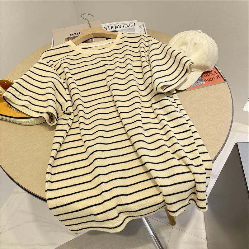 Áo Phông Cộc Tay Họa Tiết Kinh Điển 100% Cotton Jxh Áo Cặp Đôi Thon Gọn Sọc Rộng Mẫu Mới Mùa Hè 202 Cho Nữ 2