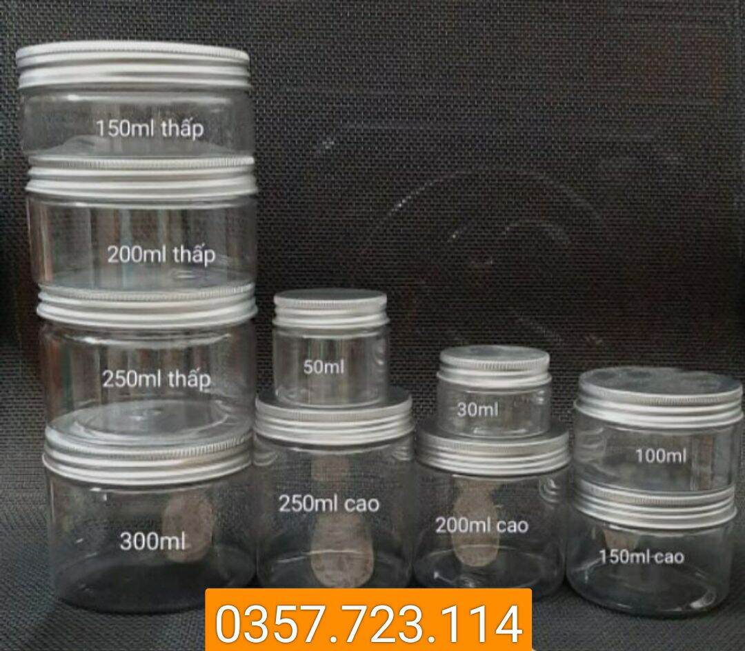 Hũ nhựa pet nắp nhôm, nắp nhựa size bé từ 30ml - 300ml