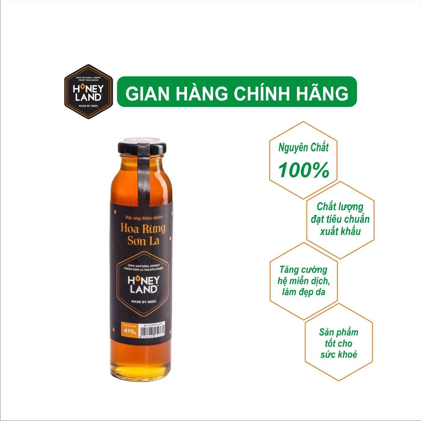 Mật ong nguyên chất Hoa Rừng Sơn La HONEYLAND 470g