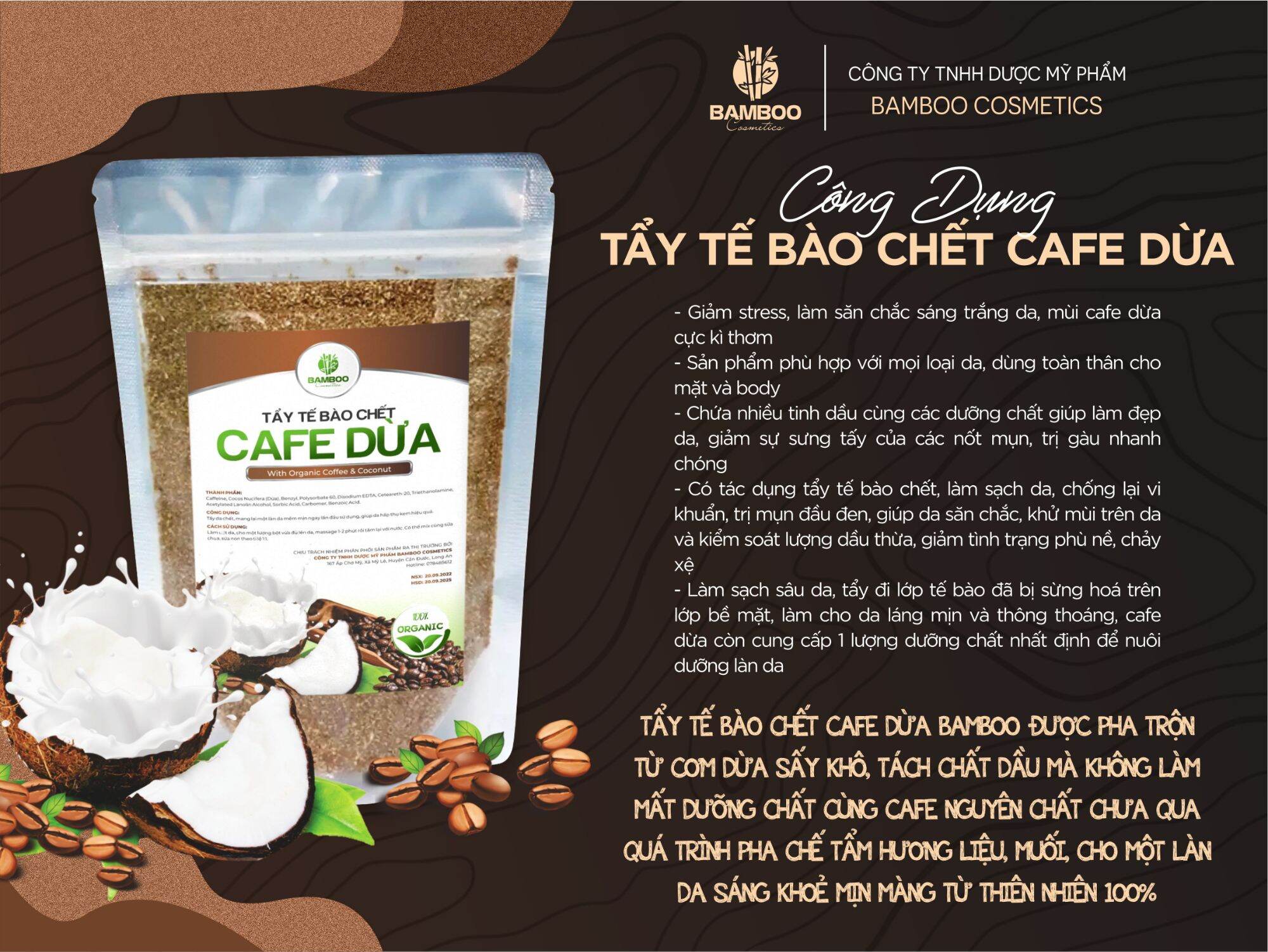 Tẩy tế bào chết cafe dừa bamboo