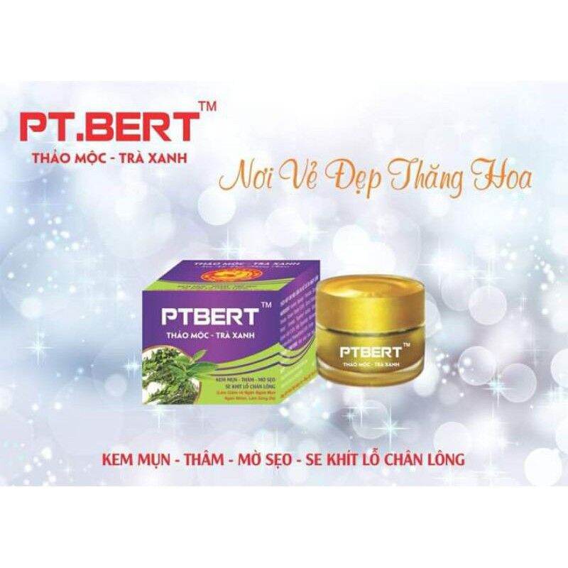 Kem mụn thâm mờ sẹo se khít lỗ chân lông pt bert thảo mộc trà xanh 10g