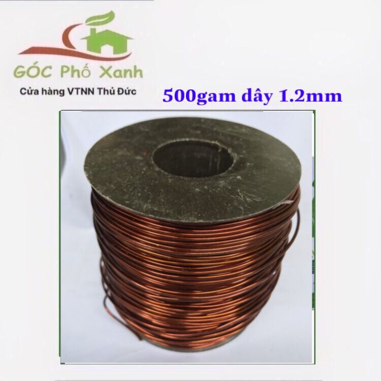 Dây nhôm mạ đồng uốn bonsai 1.2mm cuộn 500g Uốn từ cành to rồi sang cành nhỏ Ưu điểm mềm dẻo, dễ uốn, dễ sử dụng. Độ bền cao