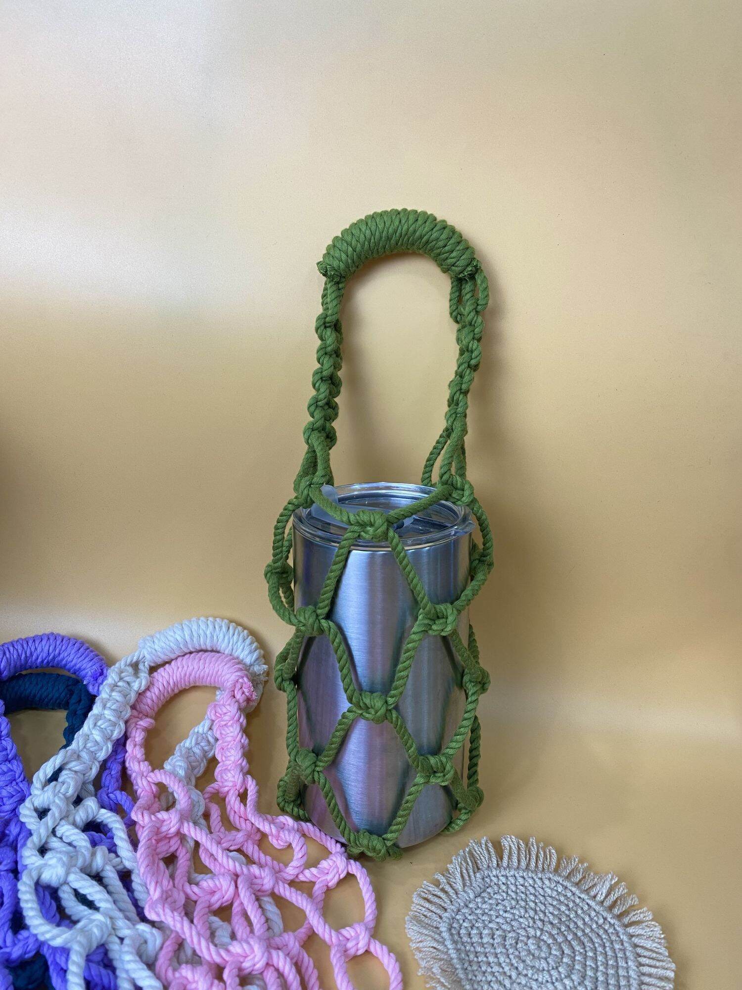 Túi đựng bình giữ nhiệt sợi len macrame