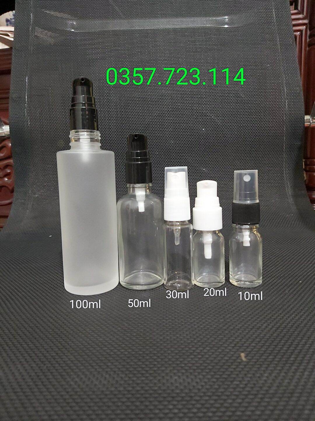 Chai thủy tinh trong xịt giọt nhiều size