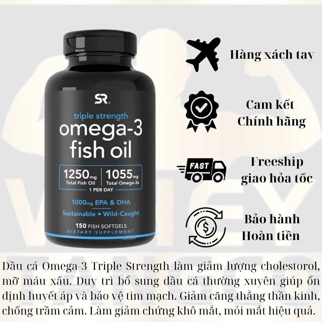 Viên uống Sports Research Triple Strength Omega-3 Fish Oil