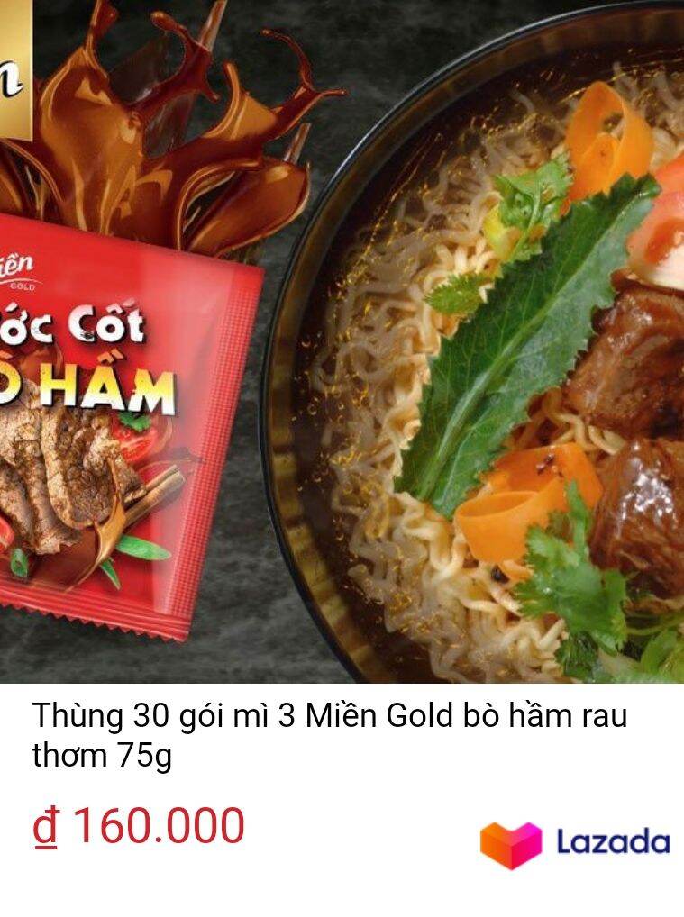 1 THÙNG Mì 3 Miền 30 gói 75 Gold (giao ngẫu nhiên cả các vị)