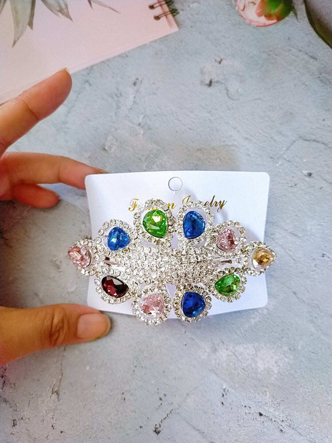 Kẹp đá trắng đính đá cao cấp sáng lấp lánh ( kẹp lớn 10cm)