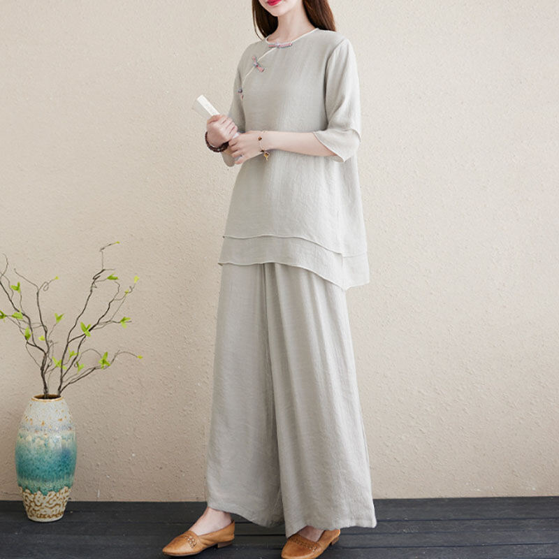 Bộ Đồ Thiền Nữ Phong Cách Trung Hoa Cổ Điển Cotton Mùa Hè 2023 Thiết Kế Giản Dị Cho Phụ Nữ Từ 18-25 Tuổi