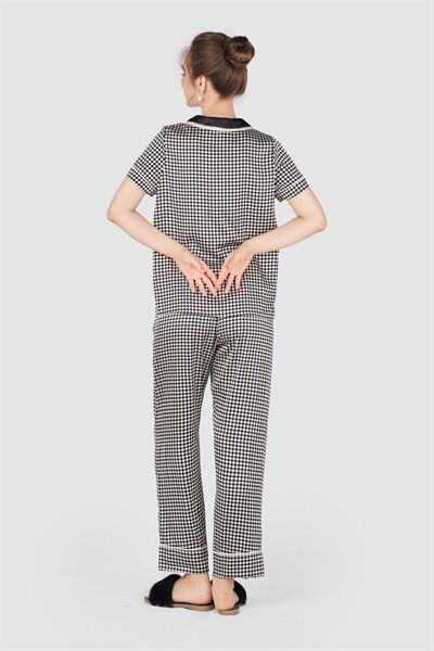 Bộ Pijama quần dài phối gấu đen/be