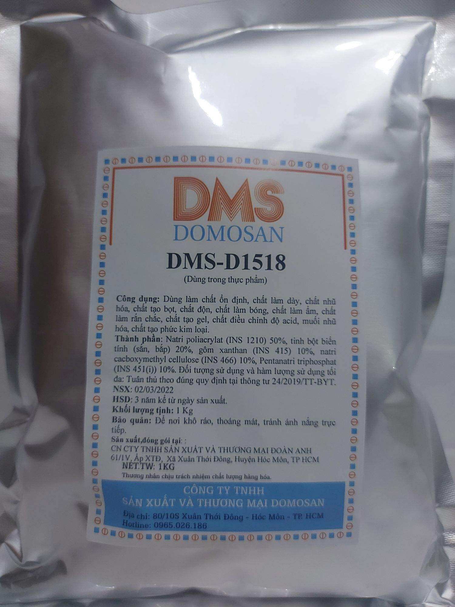 Bột dẻo dai DMS D1518 - phụ gia làm bún tạo dẻo dai sáng bóng cho búnmìphởhủ tiếu bánh tráng