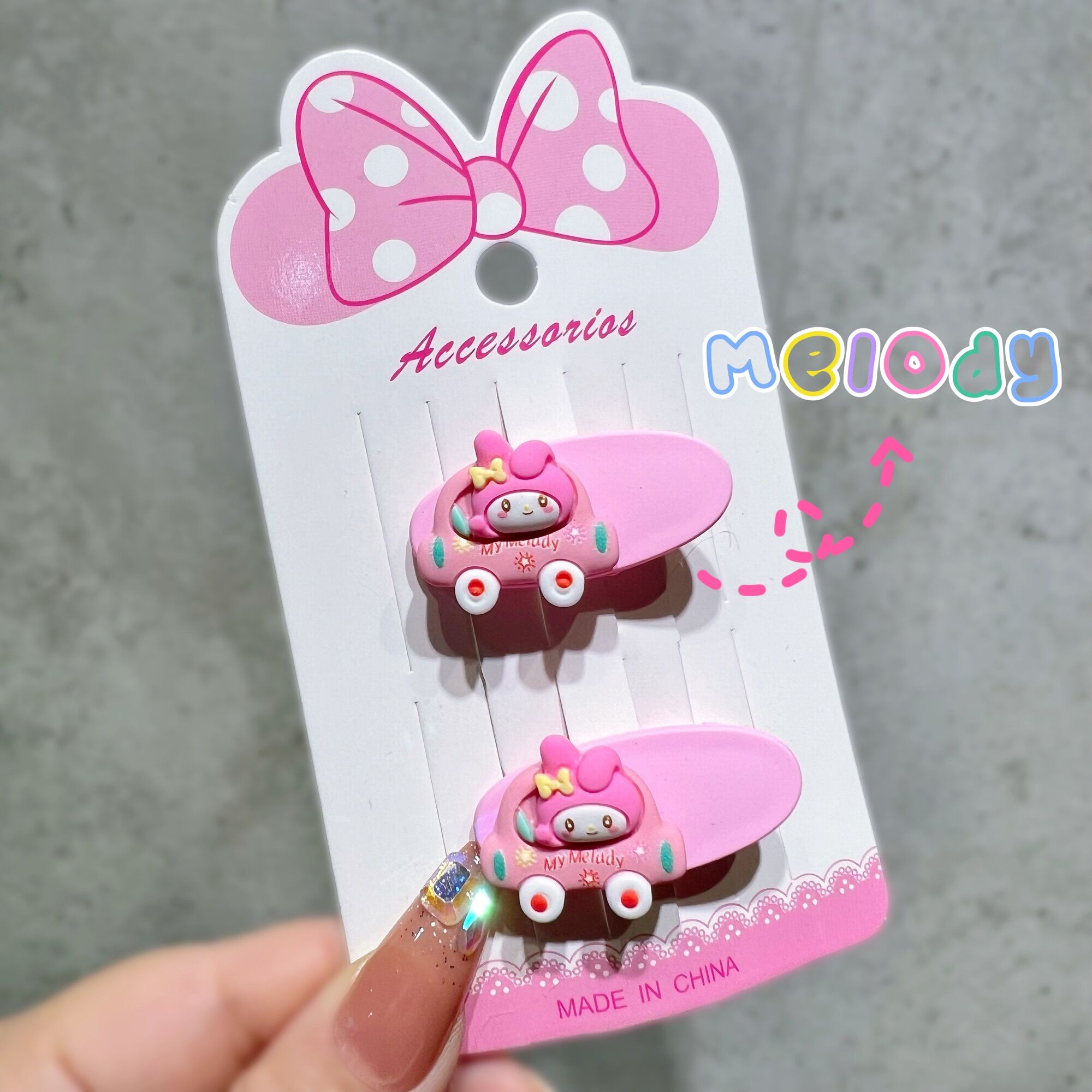 SET 2 KẸP TÓC HELLO KITTY GẤU LOTSO CHO BÉ