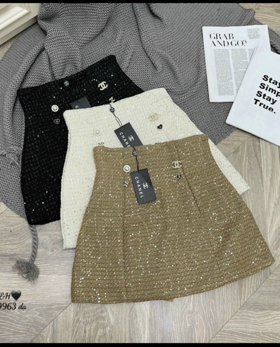 Chân váy Dạ Tweed Kim Sa kèm tag siêu hack dáng