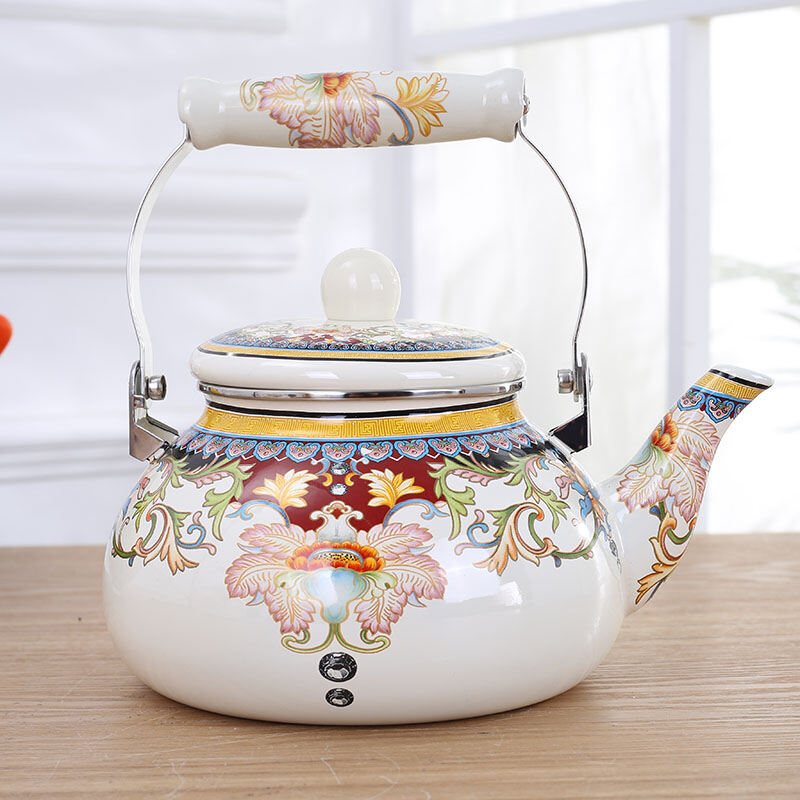 Thép Sơn Lót Dày Đáy Phẳng Hoạt Hình 2,4L Nồi Nấu Nước Nồi Trà Sữa Nồi Nấu Nước Bằng Thép Sơn Lót Nấu Ăn Trong Nhà Bếp