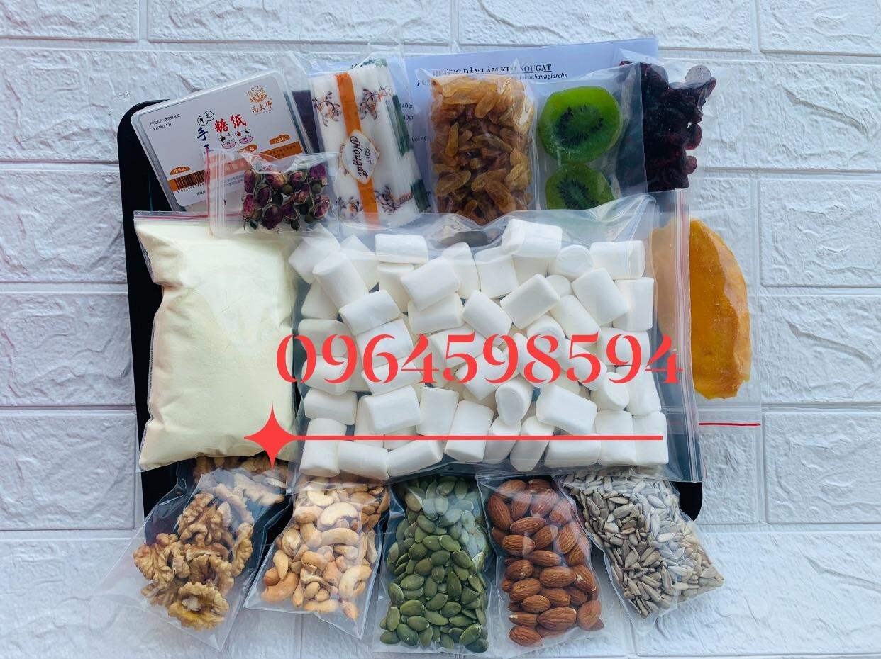 Combo nguyên liệu tự làm kẹo nougat( kẹo hạnh phúc)