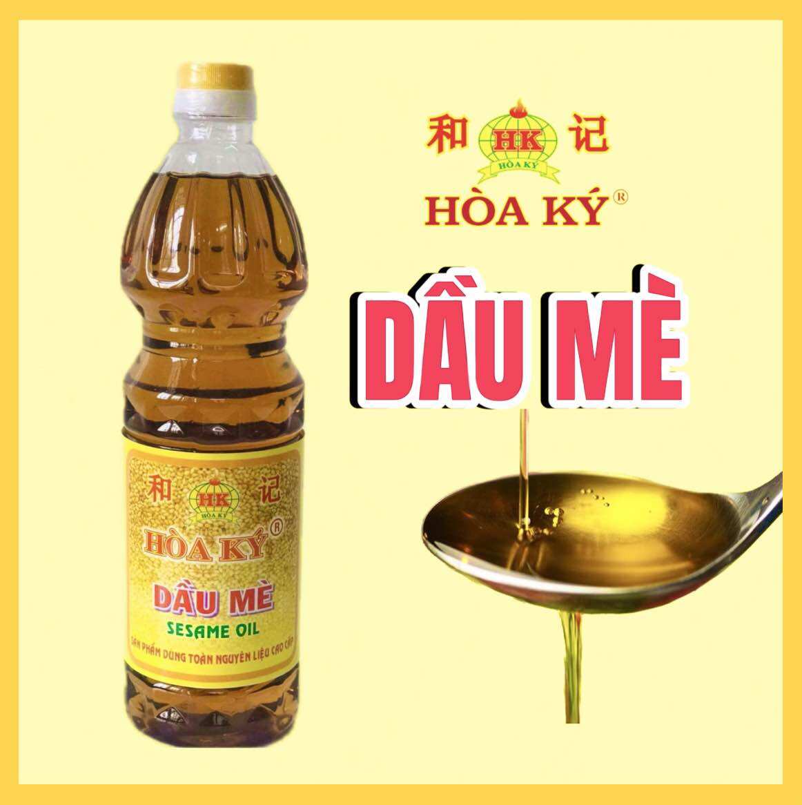 DẦU MÈ HÒA KÝ 1lít, dùng nêm thêm vào các món xào, nướng, hấp, chưng, soup, chiên, các loại bánh mặn