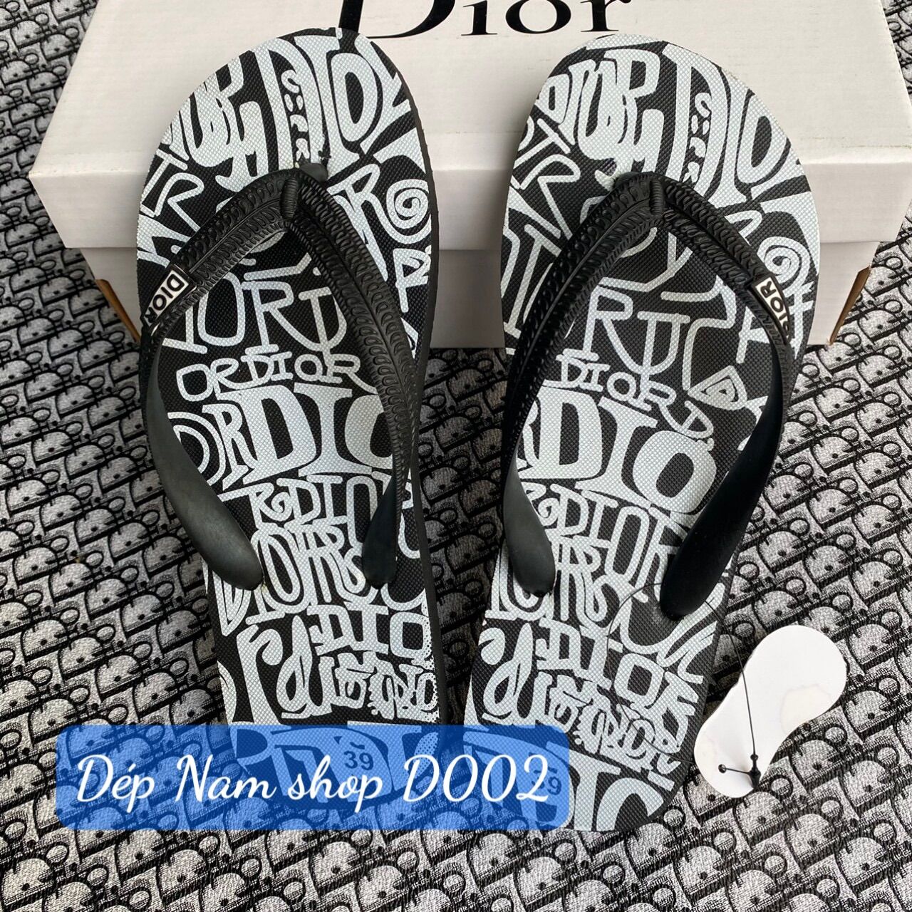 Dép kẹp Nam -Nữ Dior ( Trắng - Đen )