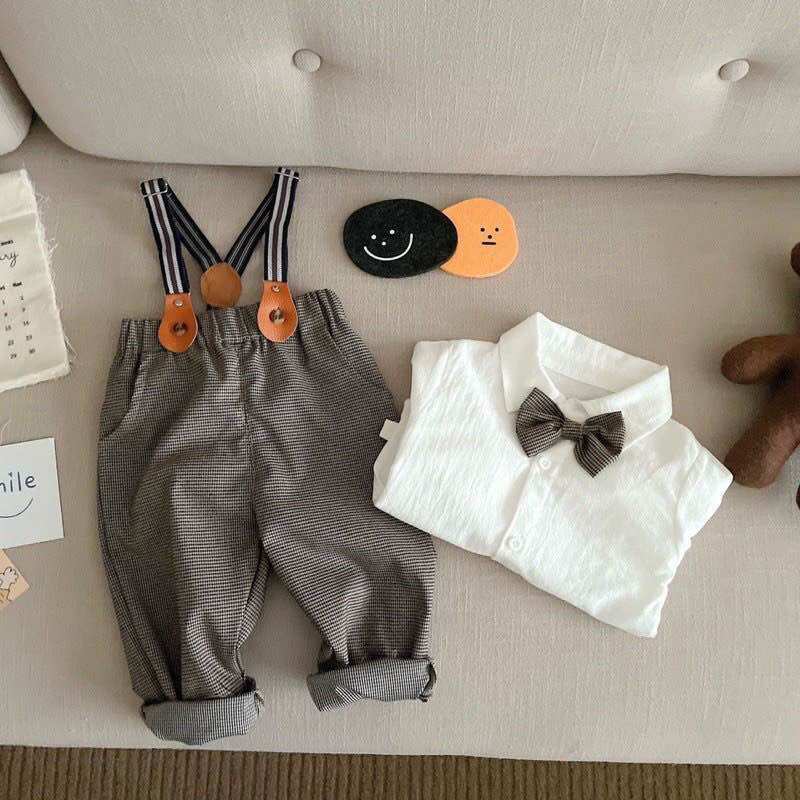 [SET BÉ TRAI] Bộ công tử áo sơmi quần 2 dây cho bé trai