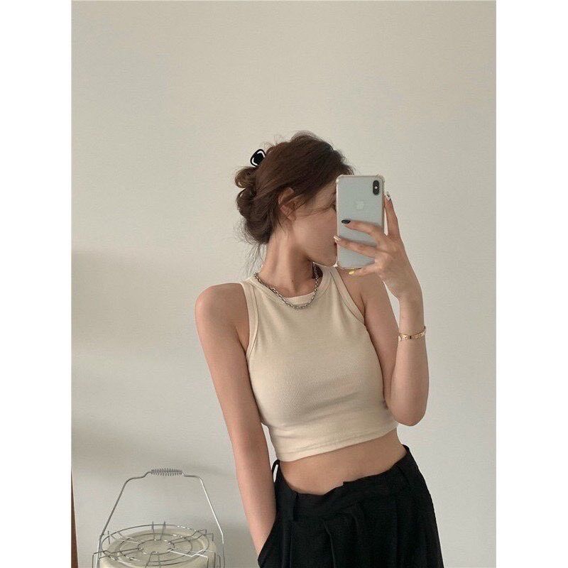 Áo croptop ba lỗ trơn đơn giản b3