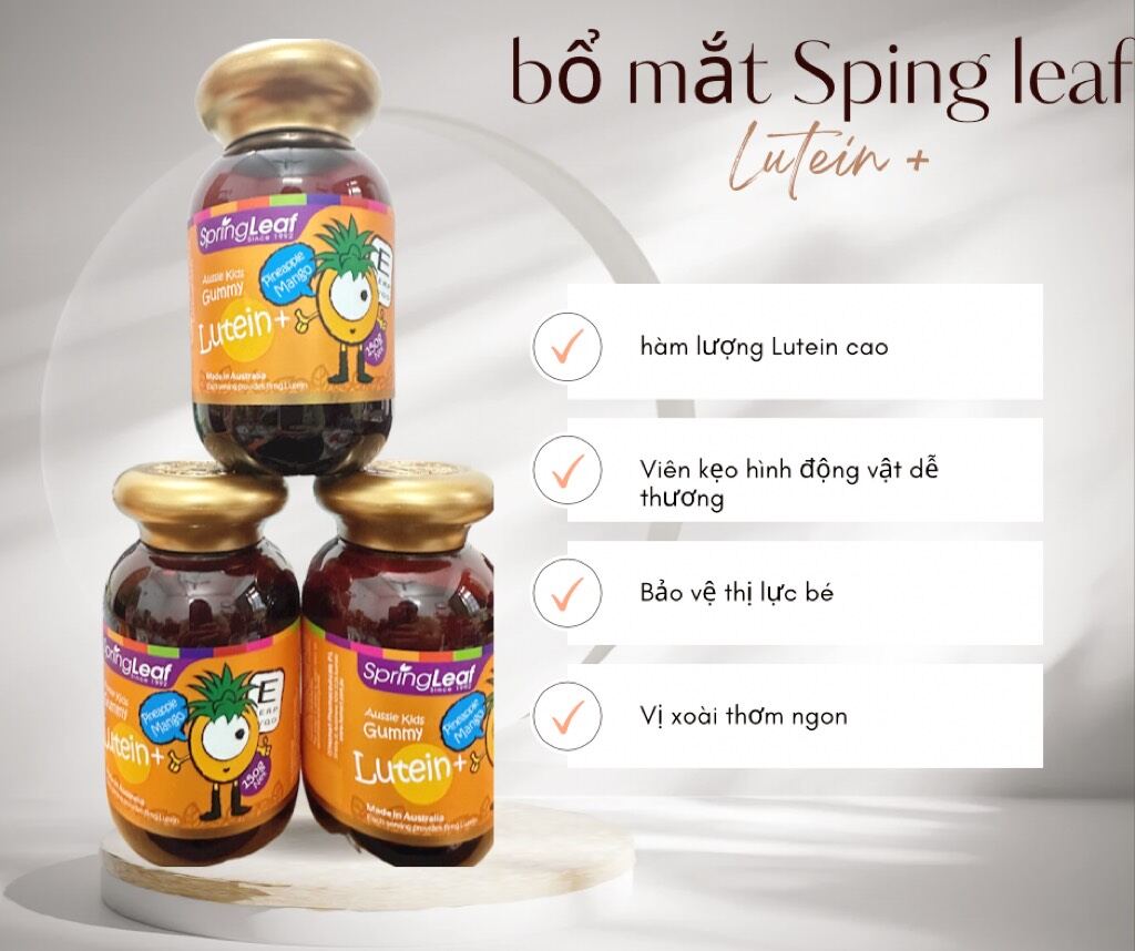 (Mẫu mới )KẸO GUMMY SPRING LEAF BỔ MẮT CHO BÉ 80 VIÊN