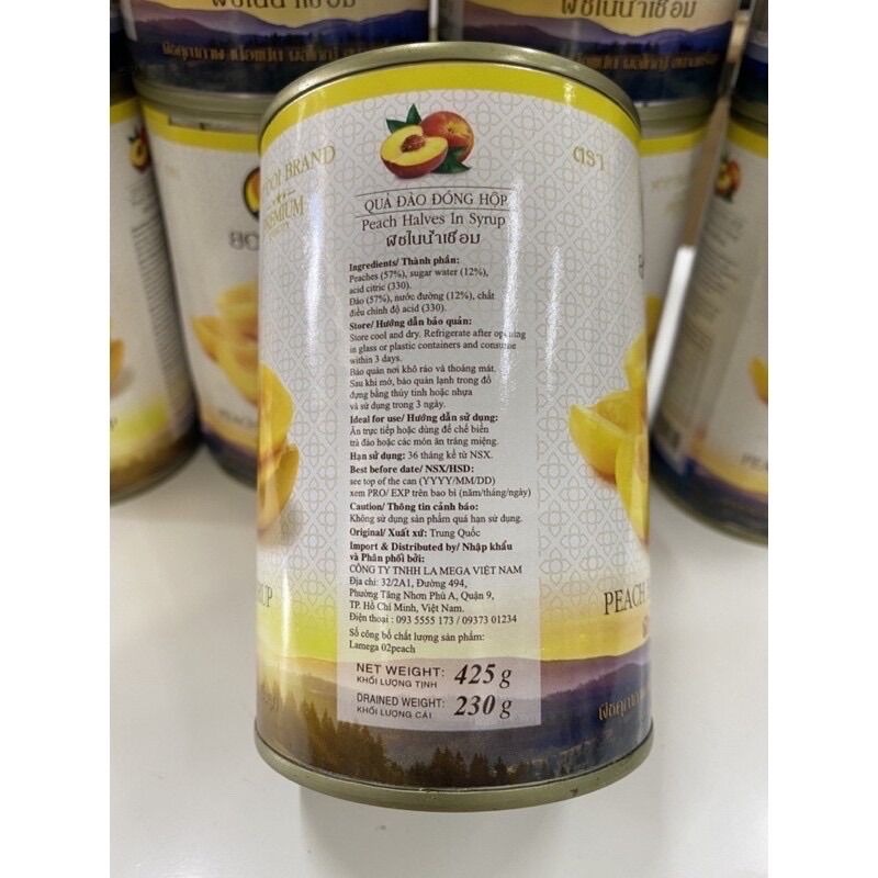 Đào Ngâm Thái Lan Boddob 820gr