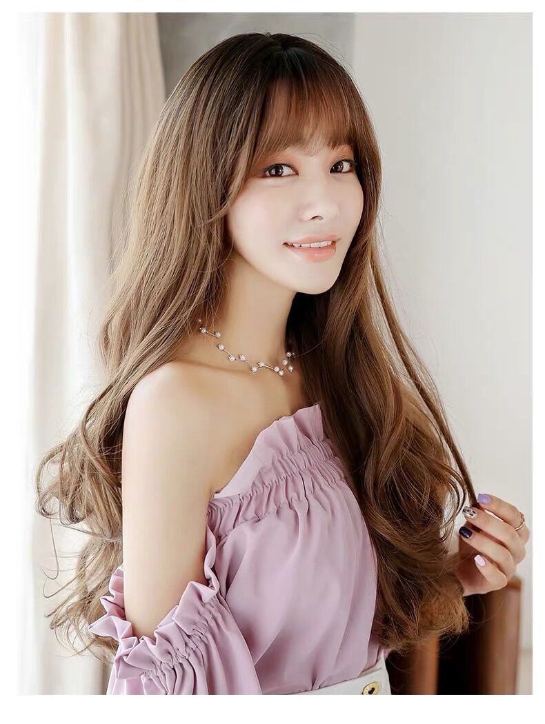 Tóc Giả Bộ Nguyên Đầu Xoăn Nhẹ Đuôi Bồng Tặng Lưới Trùm