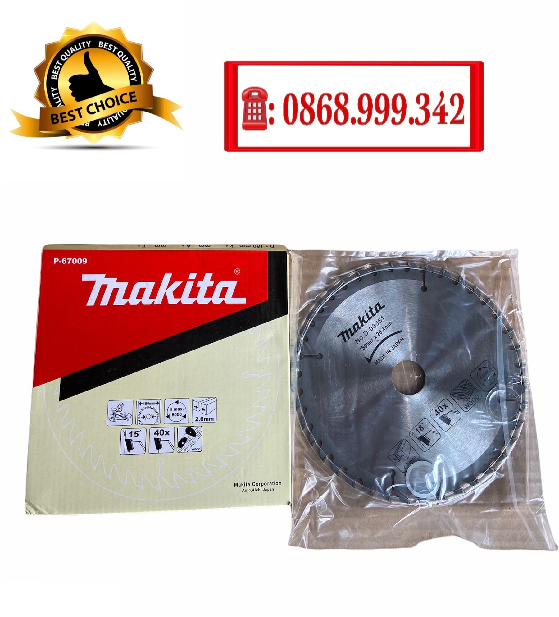 Lưỡi cưa gỗ makita 180mm 40 răng
