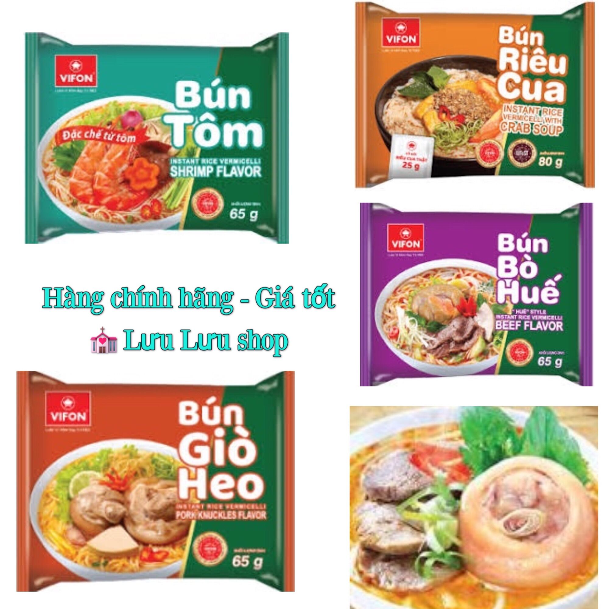 Bún ăn liền Vifon vị tôm/ riêu cua thịt thật/ bún bò huế