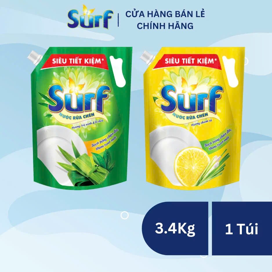 Nước rửa chén surf Túi  tiết kiệm 3,4kg