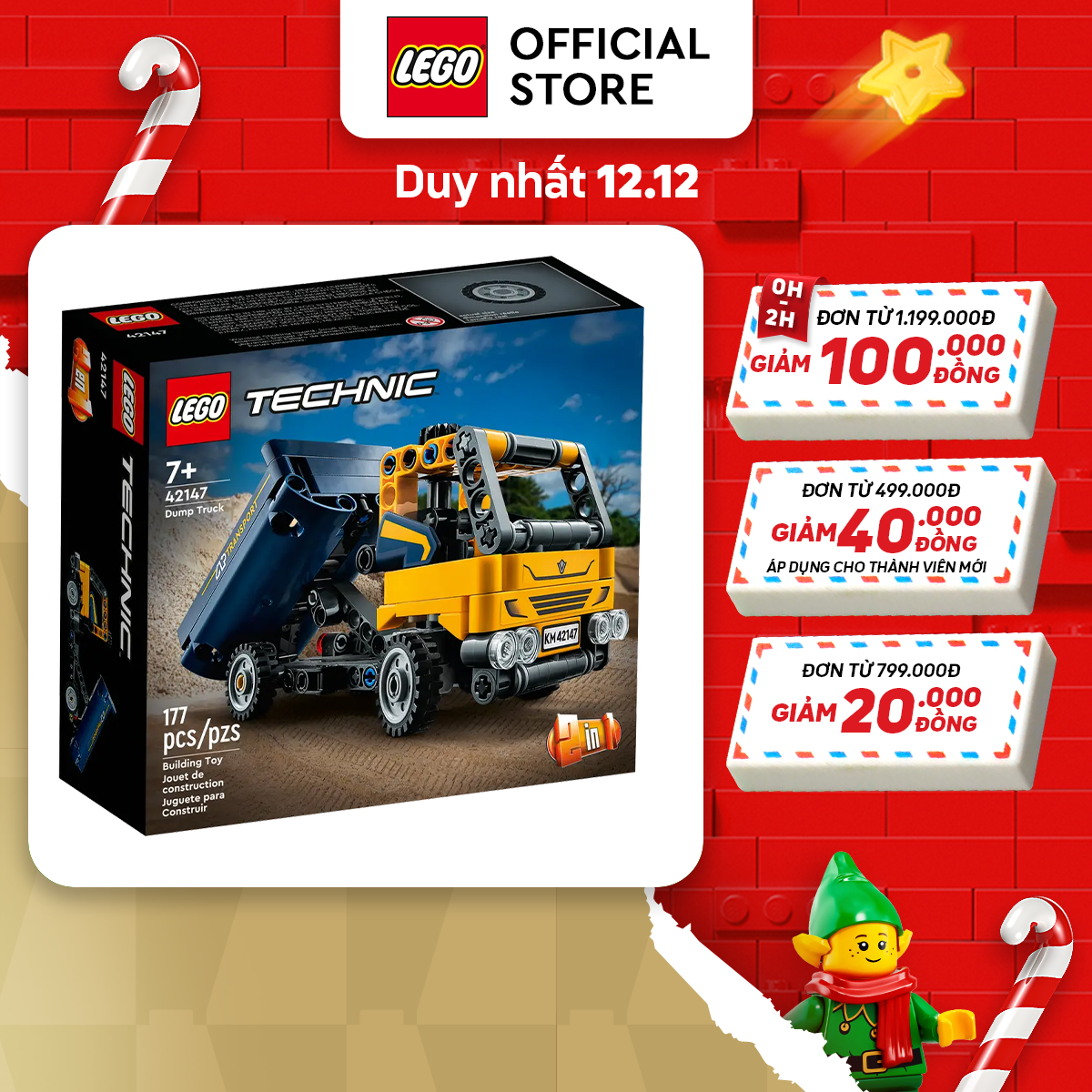 LEGO TECHNIC 42147 Xe Tải Công Trình (177 Chi Tiết)