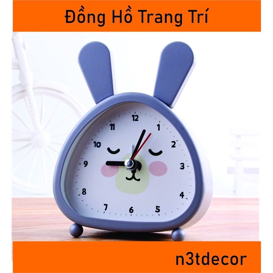 Đồng hồ thỏ để bàn trang trí - chất liệu viền sắt sơn tĩnh điện.