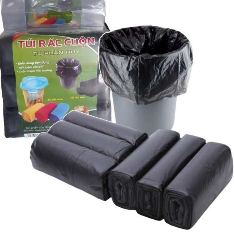Set 3 túi rác tự phân hủy bao rác đen kích thước lớn 55*65 cm