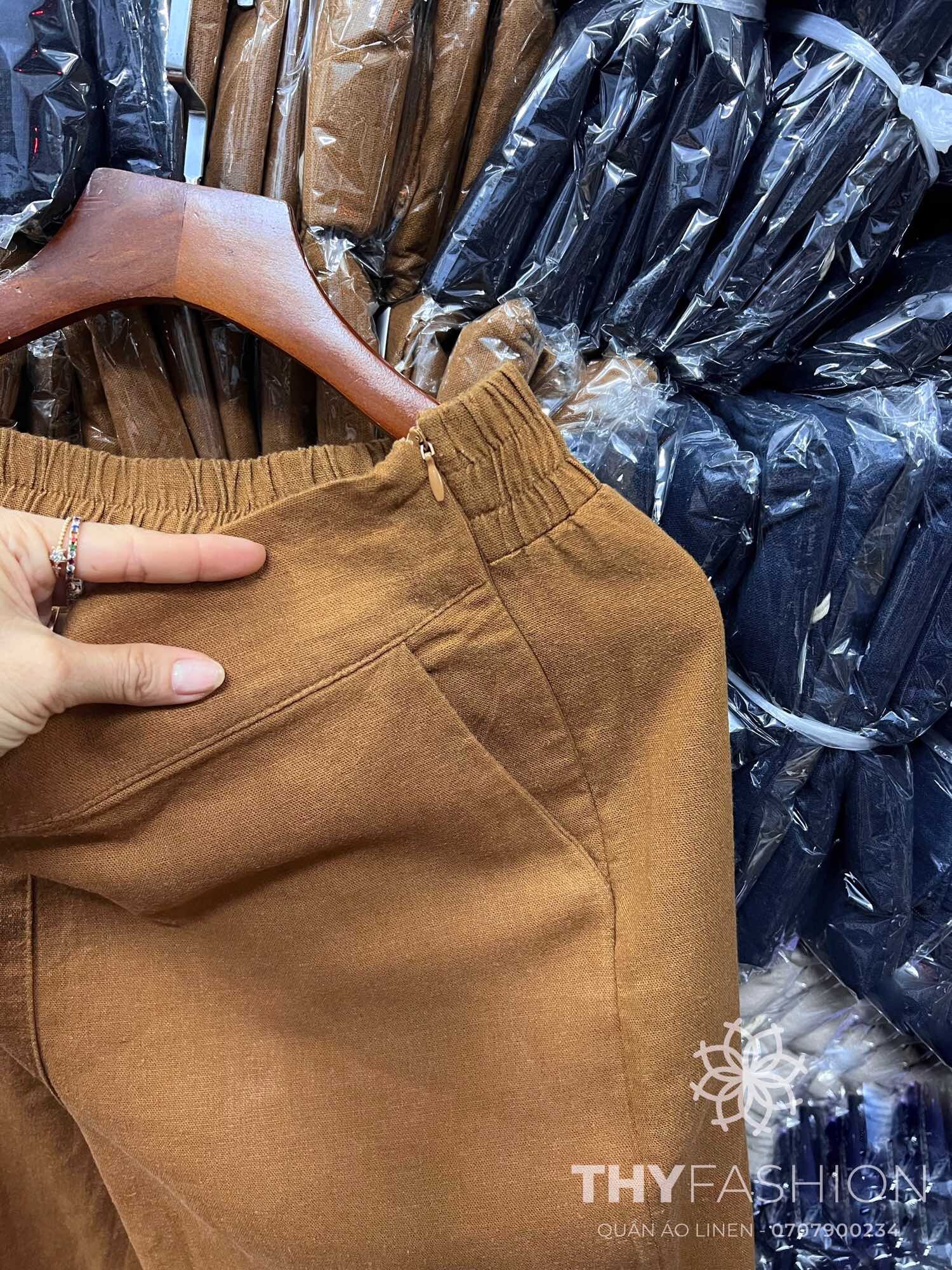 QUẦN LINEN SUÔNG DÀI (dây kéo hông, sau lưng thun)