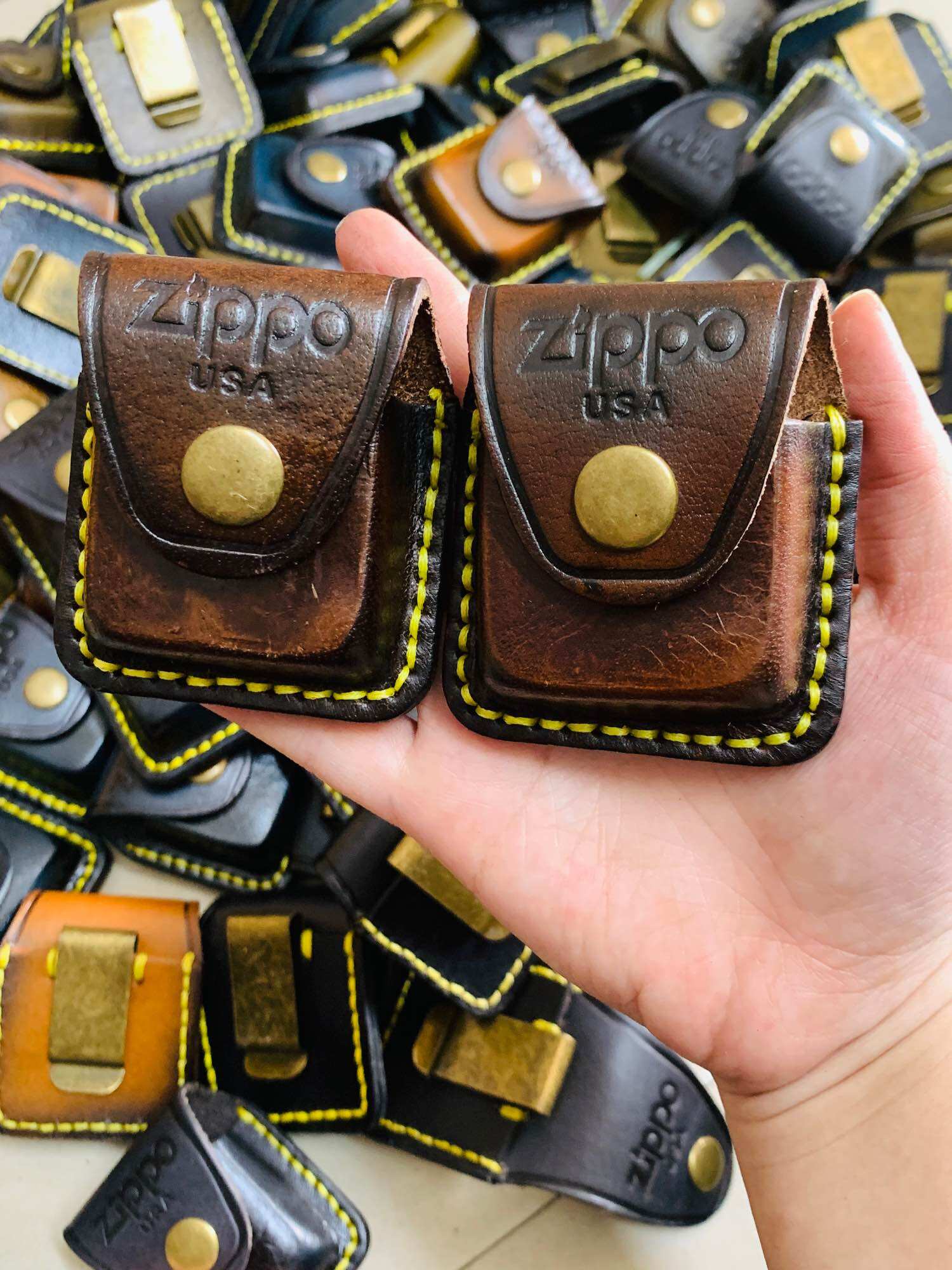 Bao da Zippo làm thủ công bằng 100% da bò thật