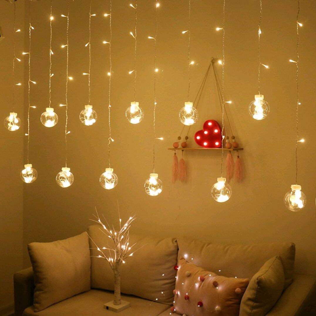 ĐÈN NHÁY THẢ MÀNH CẦU TRÒN 12 BÓNG DÀI 5M CÓ 8 KIỂU NHÁY , LUNG LINH SẮC MÀU LỄ HỘI