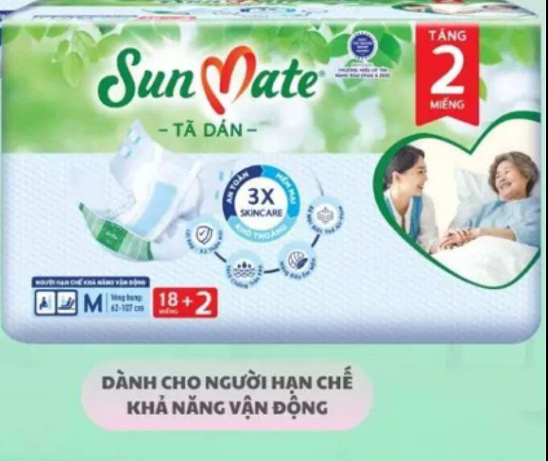 Sỉ 1 cây/thùng 6 gói tã dán sunmate m18 +2 - tã dán cho người lớn -hsd luôn mới