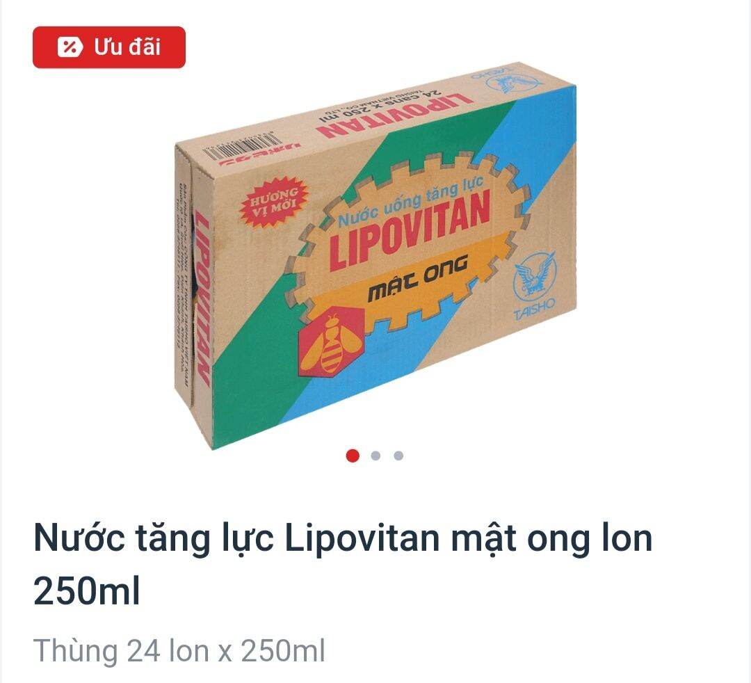 Thùng nước tăng lực vị mật ong Lipovitan 24 lon x 250ml