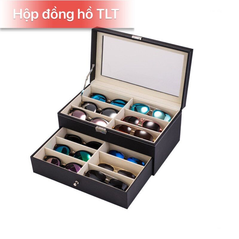 [HCM]Hộp đựng mắt kính 2 tầng vỏ da cao cấp