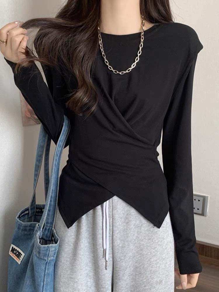Áo thun dài tay chéo vạt